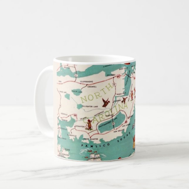 Taza De Café Los Bancos Exteriores Ilustración Mapa Mug (Anverso izquierdo)