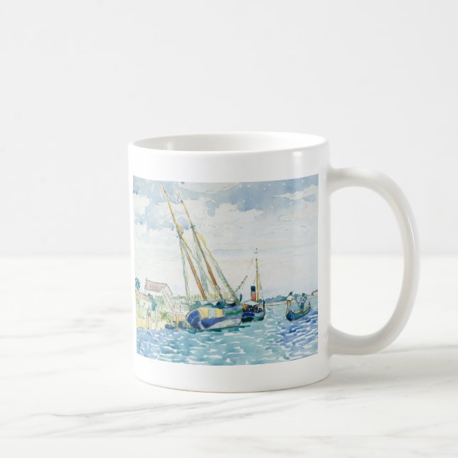 Taza De Café Los barcos marinos de la escena acercan a Venecia (Derecha)