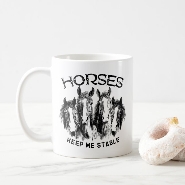Taza De Café Los caballos Me Mantienen Estable - Entusiastas De (Con donut)