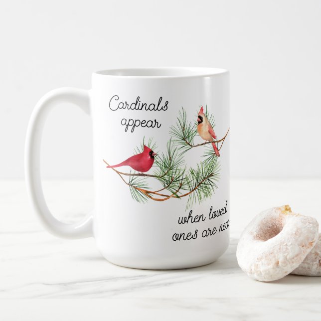 Taza De Café Los cardenales aparecen cuando los seres queridos  (Con donut)