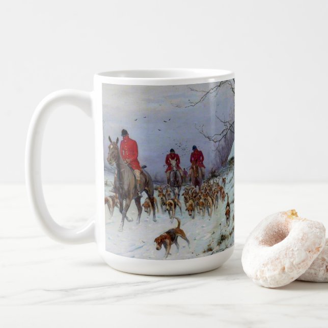 Taza De Café Los cazadores de Fox Hunt y los perros que regresa (Con donut)
