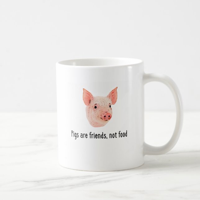 Taza De Café Los cerdos son amigos, no diseño de la comida (Derecha)