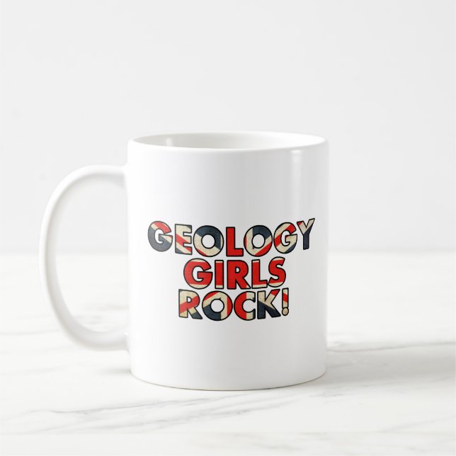 Taza De Café ¡Los Chicas de geología rockean! (Bandera del Rein (Izquierda)