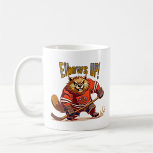 Taza De Café ¡Los codos arriba! castor de hockey, hoja de arce