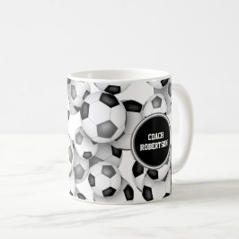Taza De Café los colores del equipo de balones de fútbol grises