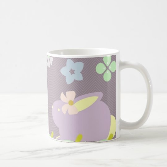 Taza De Café los conejitos púrpuras y rosados lindos con las