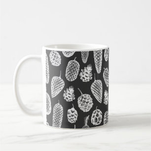 Taza De Café Los conos de pino dibujaron a mano un patrón impec