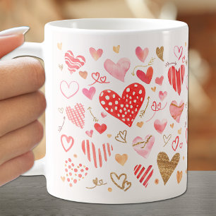 Taza De Café Los corazones rojos de oro te aman por siempre