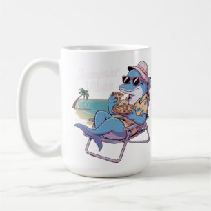 Taza De Café Los delfines comen pizza en las vacaciones de vera
