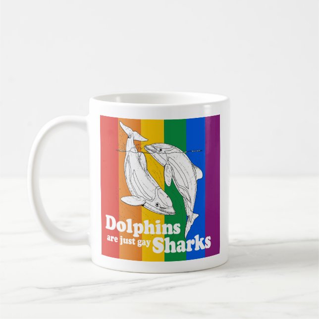 Taza De Café Los delfínes son apenas tiburones gay (Izquierda)