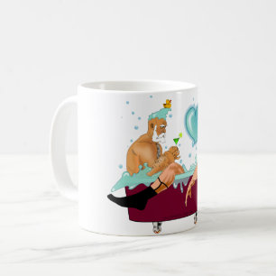Taza De Café Los dos hombres gay de SlipperyJoe aman la bañera 