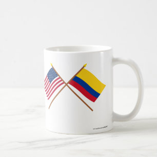 Taza De Café Los E.E.U.U. y banderas cruzadas Colombia