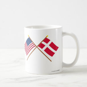 Taza De Café Los E.E.U.U. y banderas cruzadas Dinamarca