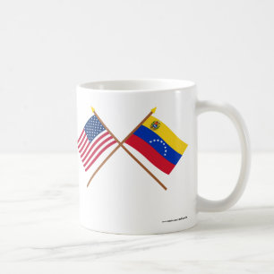 Taza De Café Los E.E.U.U. y banderas cruzadas Venezuela