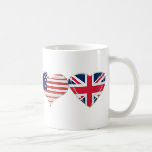 Taza De Café Los E.E.U.U. y diseño BRITÁNICO de la bandera de