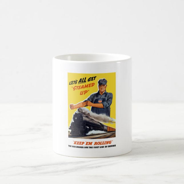 Taza De Café Los ferrocarriles son la primera línea de defensa (Centro)