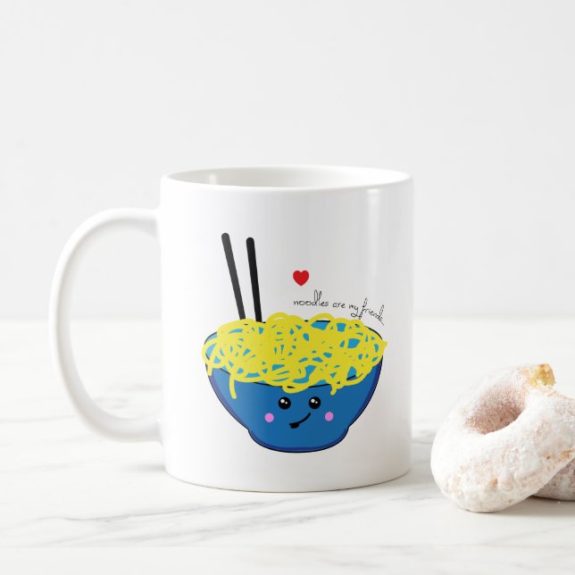 Taza De Café Los fideos son mis amigos Ramen Lover Cute Kawaii (Con donut)