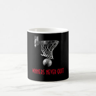 Taza De Café Los ganadores nunca abandonan el baloncesto