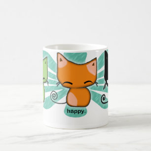 Taza De Café los gatitos de happy.happy.meh con aguamarina