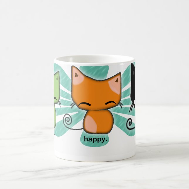 Taza De Café los gatitos de happy.happy.meh con aguamarina (Centro)