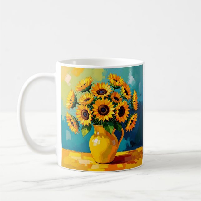 Taza De Café Los girasoles amarillos personalizados (Izquierda)