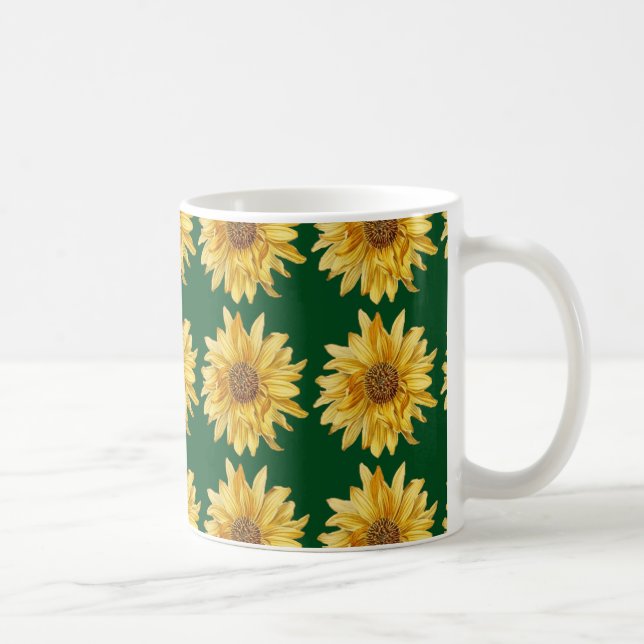 Taza De Café Los girasoles en el campo verde - Verano (Derecha)