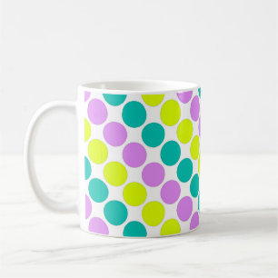 Taza De Café Los grandes puntos de polka multicolores retro ses