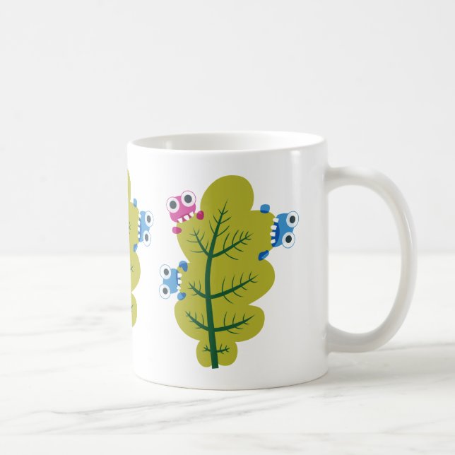 Taza De Café Los insectos lindos comen la hoja verde (Derecha)