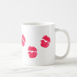 Taza De Café Los labios rojos besan el pintalabios y el amor El