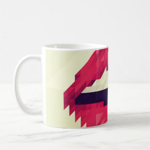 Taza De Café Los labios rojos hechos de pequeños triángulos, pi