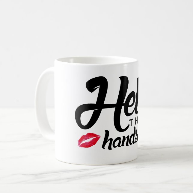 Taza De Café Los labios rojos hermosos negros de la letra hola (Anverso izquierdo)