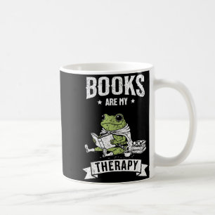 Taza De Café Los libros son terapia divertida lectura rana aman