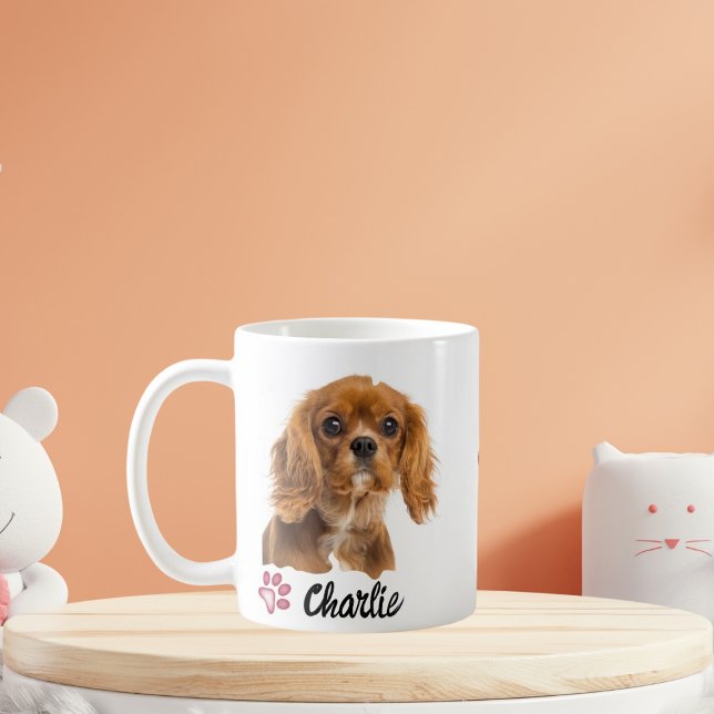 Taza De Café Los mascotas Adoran La Foto Personalizado Y Nombra (Subido por el creador)