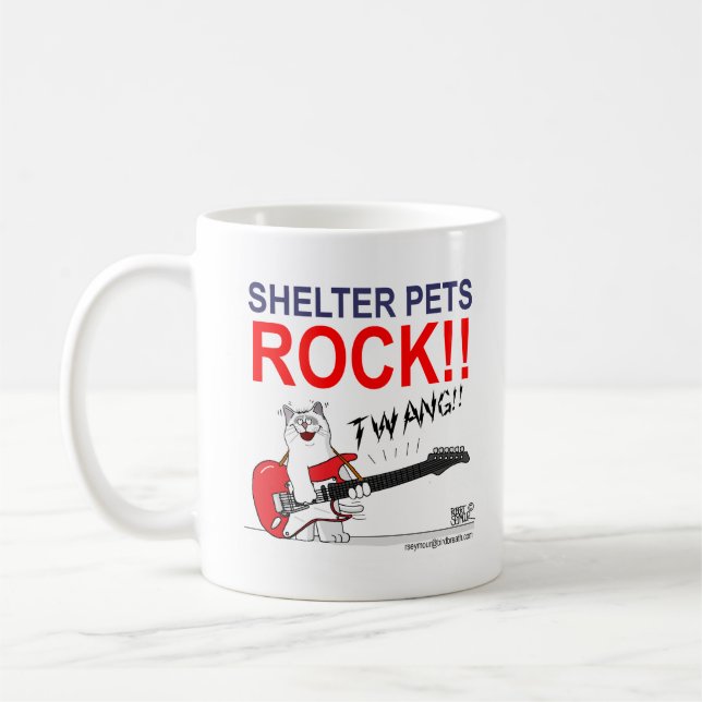 Taza De Café ¡¡Los Mascotas de refugio rockean!! (Izquierda)