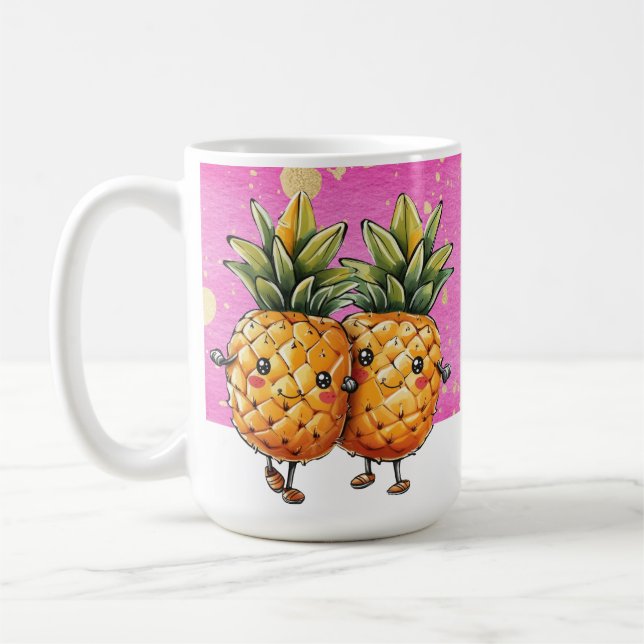 Taza De Café Los mejores amigos piña Kawaii piña rosa (Izquierda)