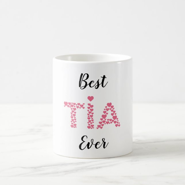 Taza De Café Los mejores corazones rosados de Tia son personali (Centro)
