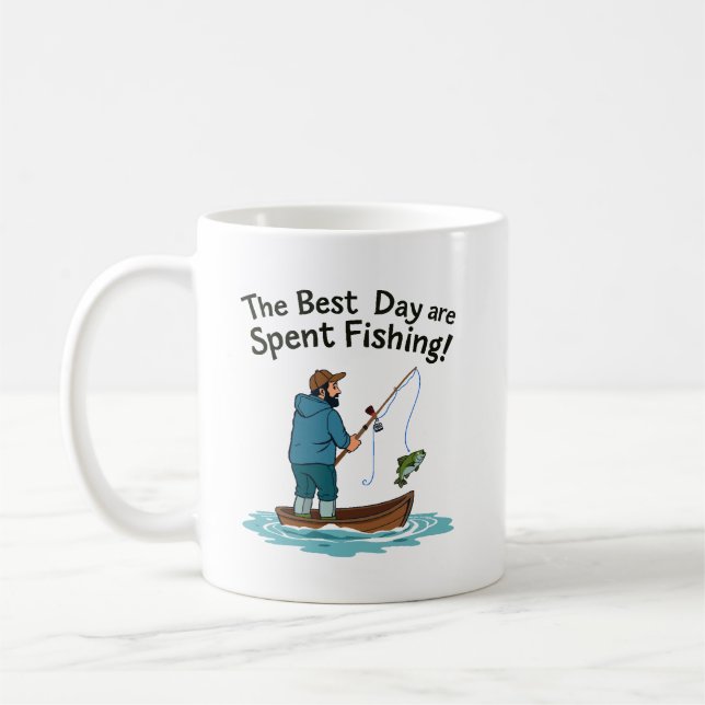 Taza De Café Los Mejores Días se pasan Pescando (Izquierda)