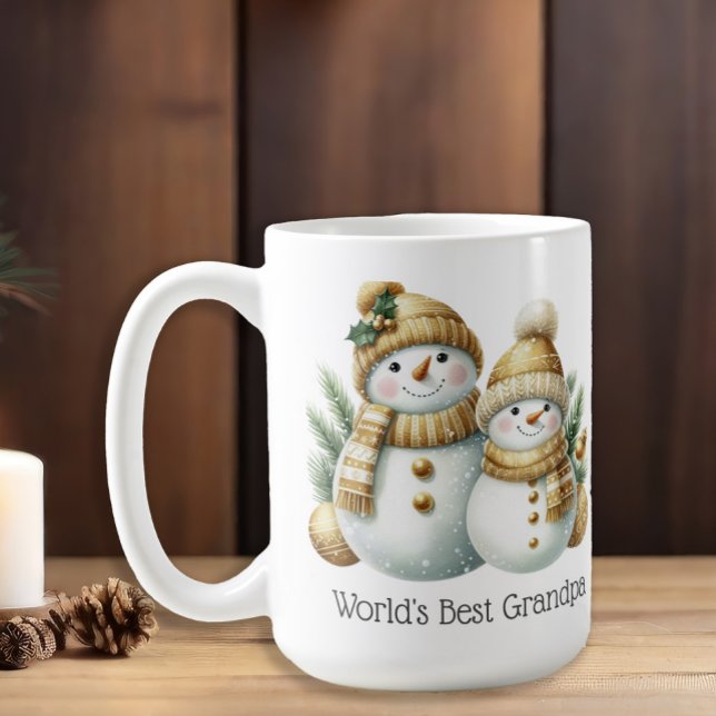 Taza De Café Los mejores Navidades verdes del mundo del abuelo  ("World's Best Grandpa" snowman Christmas mug)