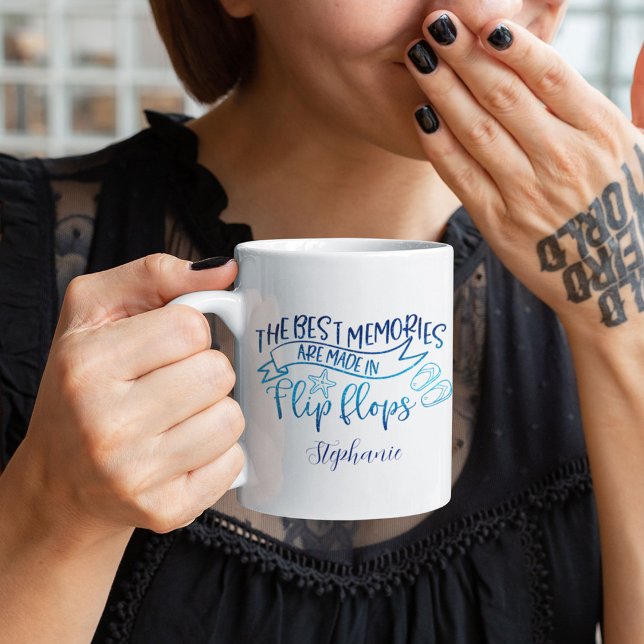 Taza De Café Los mejores Recuerdos hechos en Flip Flops persona (Best Memories Are Made in Flip Flops)