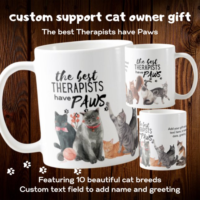 Taza De Café LOS MEJORES TERAPISTAS TIENEN PAWS Support CATS Pe (Subido por el creador)