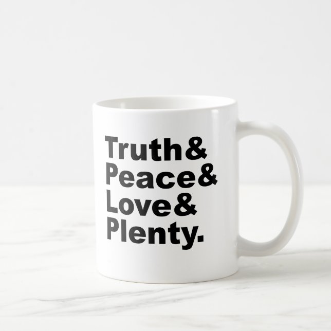Taza De Café Los ministerios de la verdad y paz y amor y (Derecha)