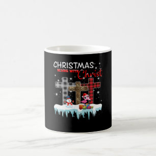 Taza De Café Los navidades comienzan con Cristo Ama Flamingo