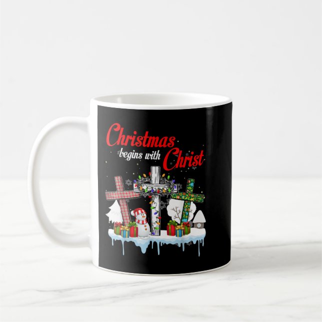 Taza De Café Los Navidades de Jesús comienzan con el Cristo Sno (Izquierda)