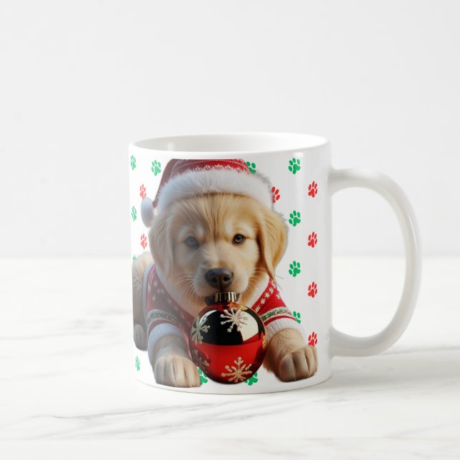 Taza De Café Los Navidades de los Golden Retriever de Santa (Derecha)