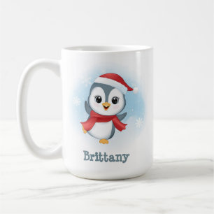 Taza De Café Los Navidades de nombres personalizados del pingüi