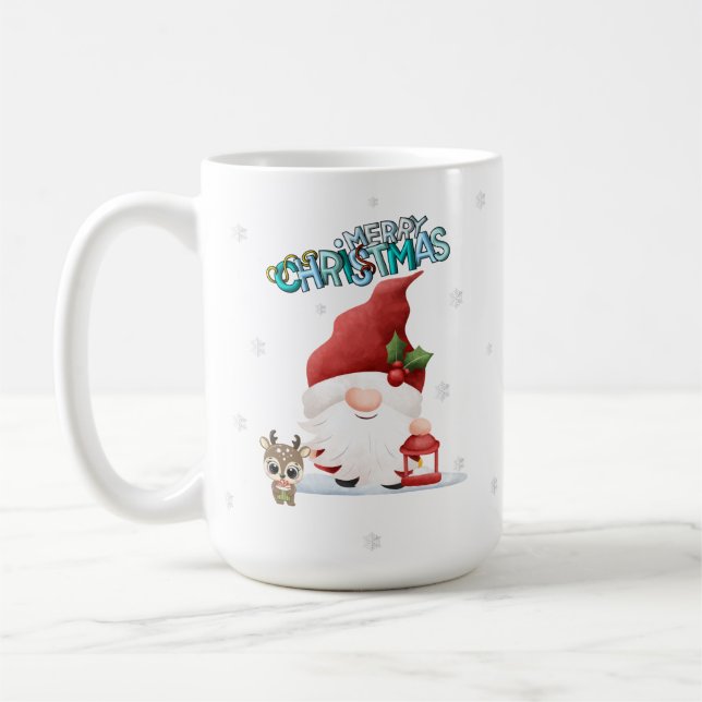 Taza De Café Los Navidades de Santa Claus con reno se dan cita (Izquierda)