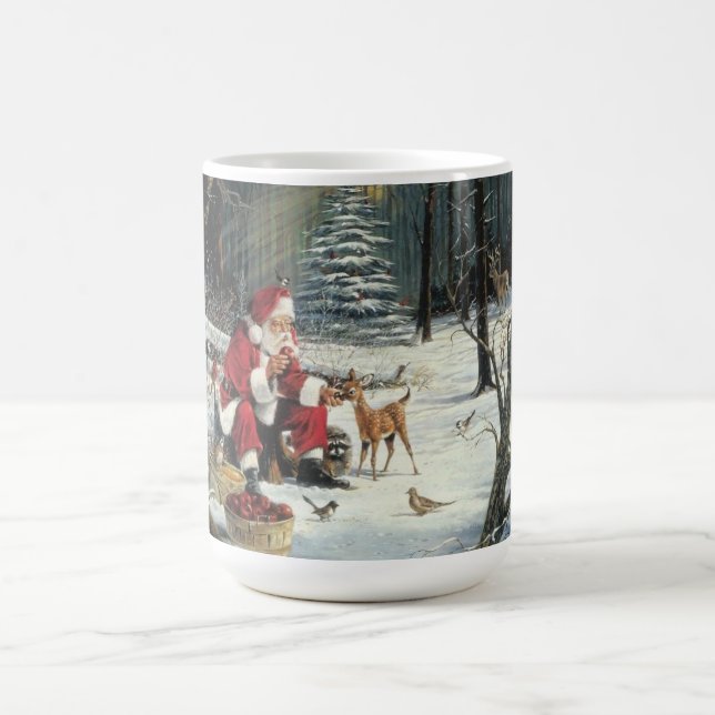Taza De Café Los Navidades De Winter Wonderland Santa Y Deer (Centro)
