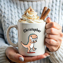 Taza De Café Los niños nombran Dinosaurios divertidos