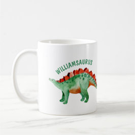Taza De Café Los niños nombran divertida acuarela Dinosaurio 