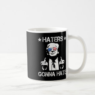Taza De Café Los odiadores odiarán al dedo medio Funny Trump 20